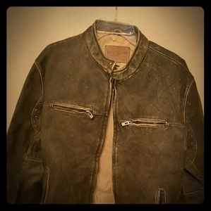Distressed leather jacket
